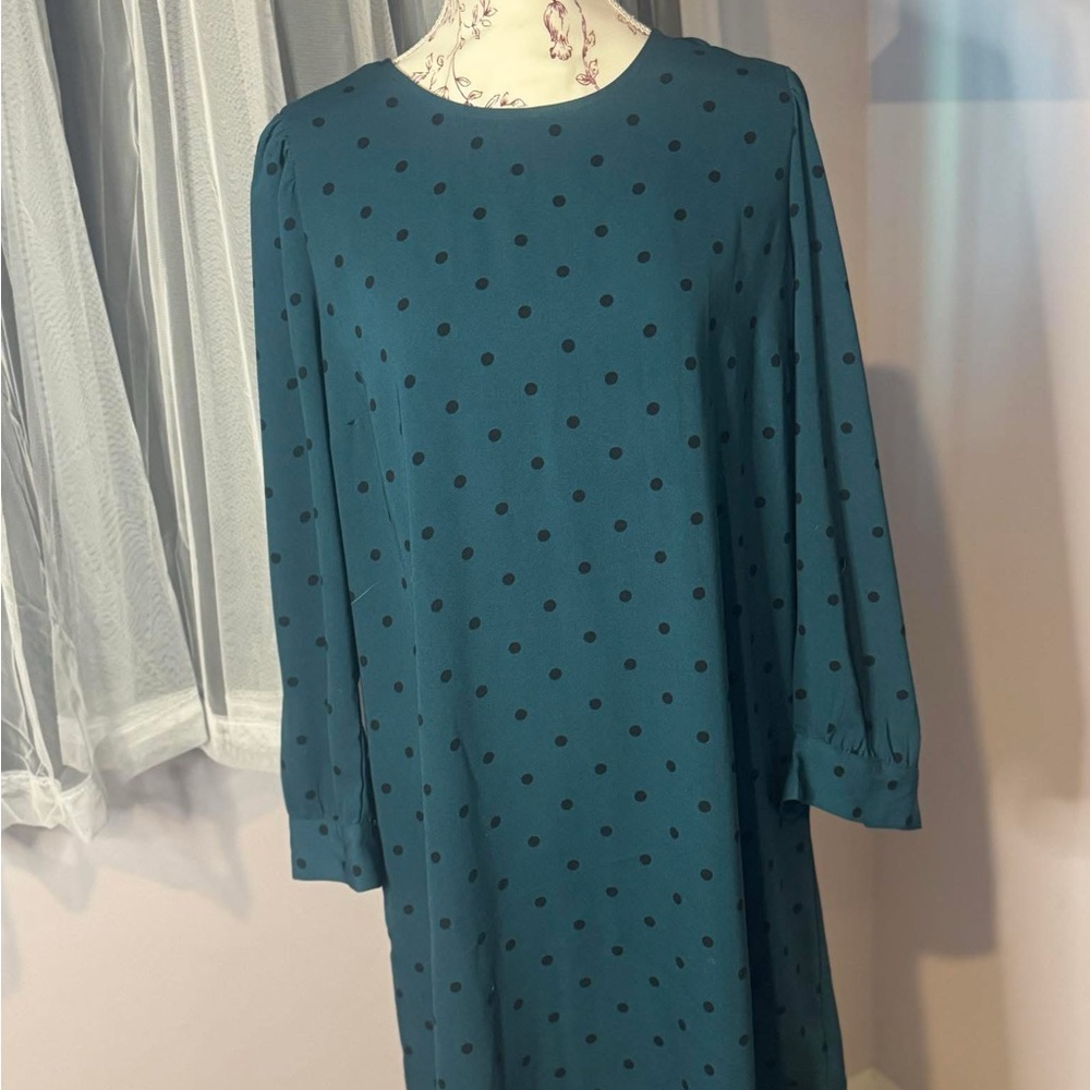 Old Navy Teal Long Sleeve Polka Dot Dress